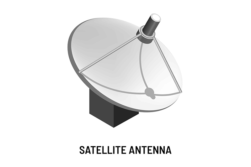 Telecommunication and satellite antenna TV channels provision and isolated device vector media data transmission technology and radio connection signal receiver world television broadcasting